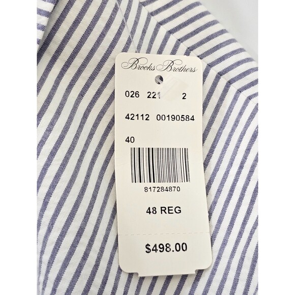 BROOKS BROTHERS Men's 48 Regular Madison Fit Stripe Seersucker Suit Coat Blazer - Picture 6 of 12